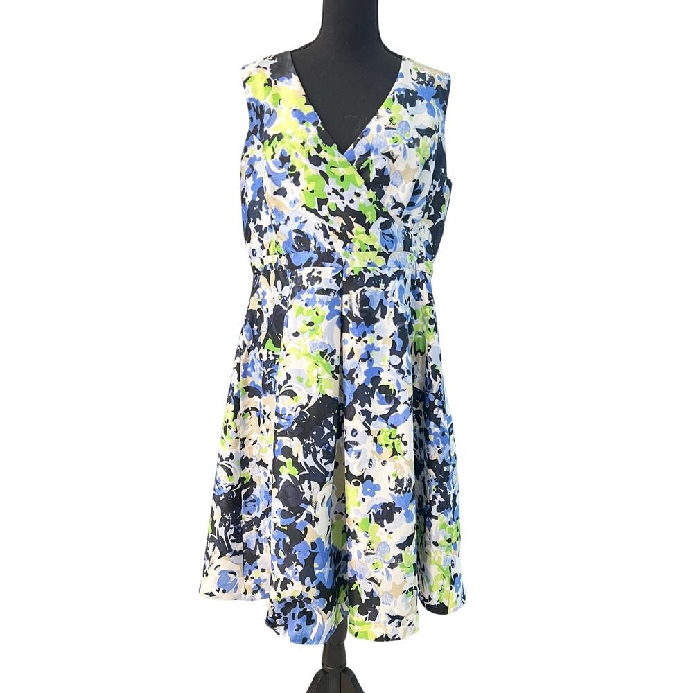 Black Label by Evan-Picone Dress Floral Sleeveless Knee Length Women's L 12 14